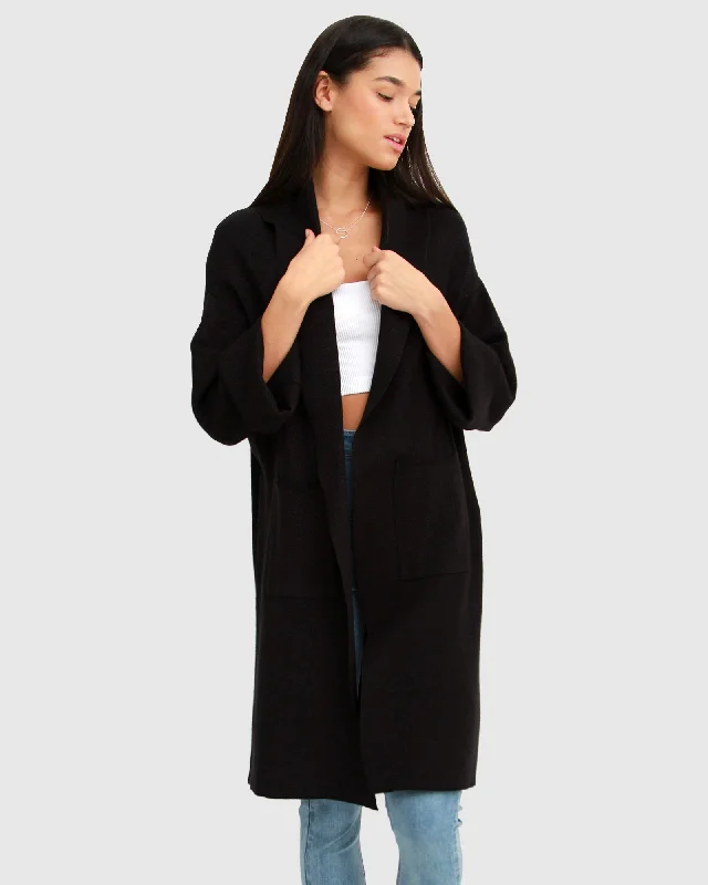Price Fest insulated trench coatHold The Line Coatigan - Black