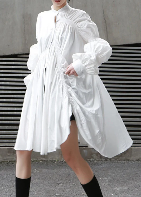 Instant Savings formal dressFashion White Cinched Asymmetrical Design Cotton Dress Fall Instant Savings formal dressFashion White Cinched Asymmetrical Design Cotton Dress Fall