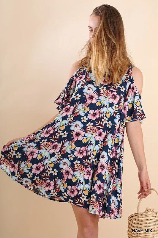 structured dressFloral Cold Shoulder Mini Dress