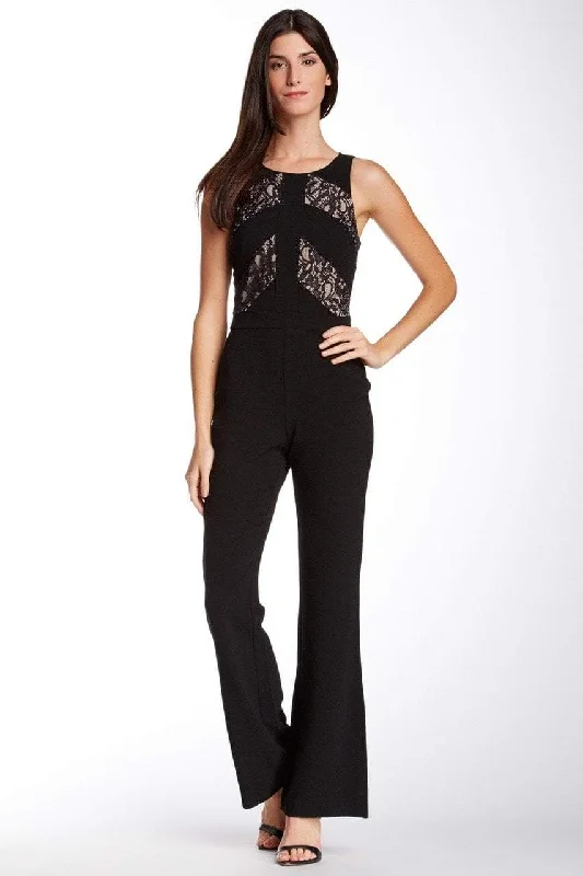 Mega Deal Taylor - Floral Lace Insert Crepe Flare Jumpsuit 5240M