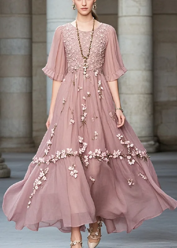 Bargain Blast puff sleeve dressPurple Floral Chiffon Long Dress Exra Large Hem Summer