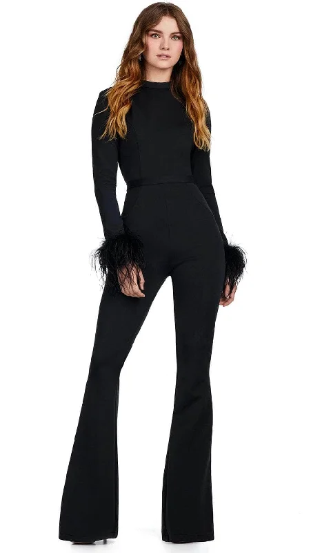Best Seller Ashley Lauren 11441 - Feathered Sleeve Jumpsuit
