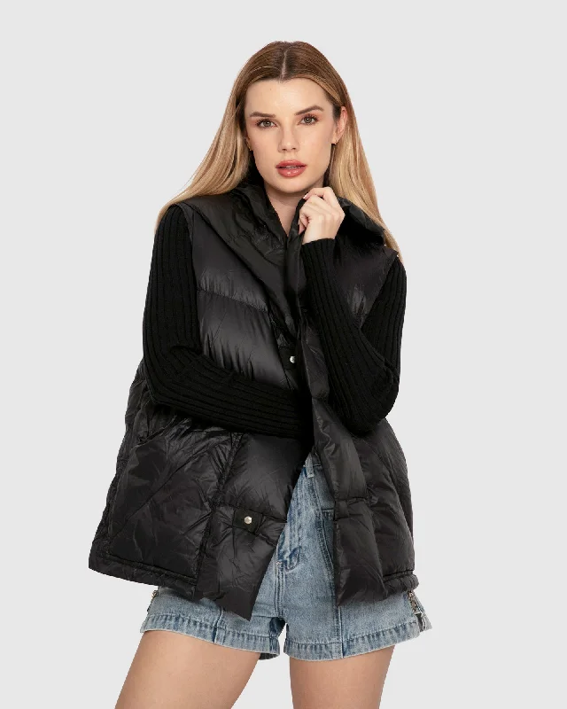 Super Sale winter coatOver My Head Hooded Puffer Vest - Black
