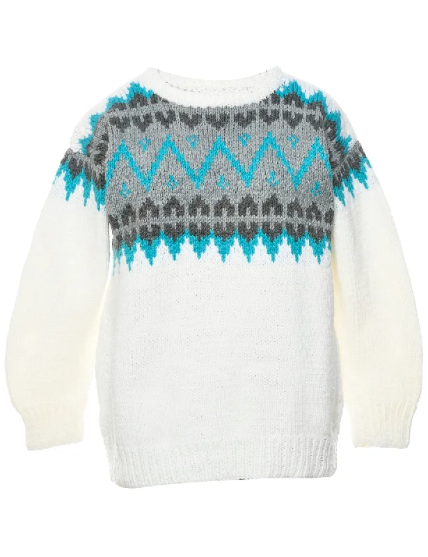 Deep Discounts stylish coatNordic White Jumper - M