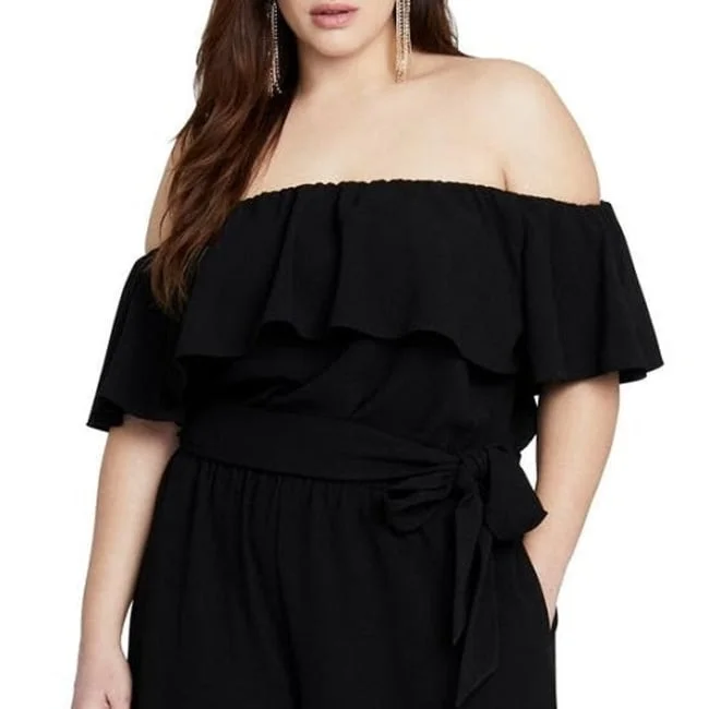 Super Savings Rachel Roy Women's Trendy Plus Off The Shoulder Jumpsuit Black Size 14W Super Savings Rachel Roy Women's Trendy Plus Off The Shoulder Jumpsuit Black Size 14W