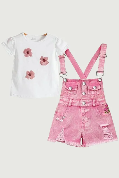 Deal of the Week Summer Children's Clothing Sets Jeans For Girls Pants Kids Denim Overalls Suspender Shorts Pink Jumpsuit Trousers
