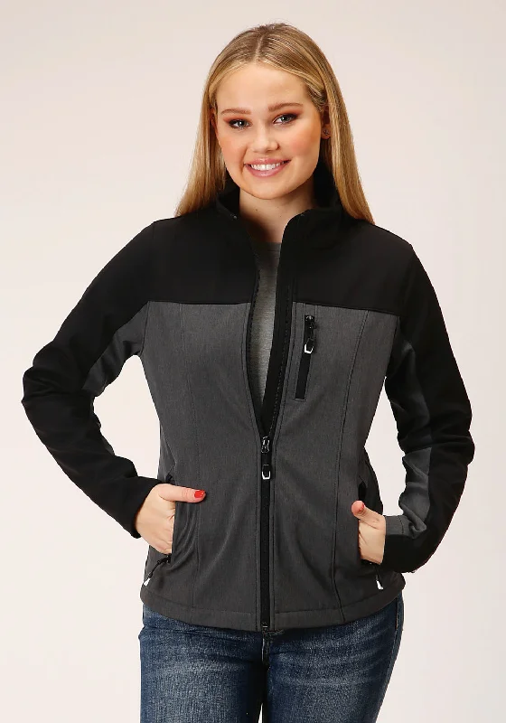 casual coatRoper Womens Zip Grey/Black Polyester Softshell Jacket