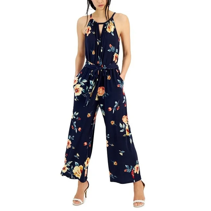 Deal of the Day Jpr Studio Women's Printed Sleeveless Jumpsuit Blue Size Small