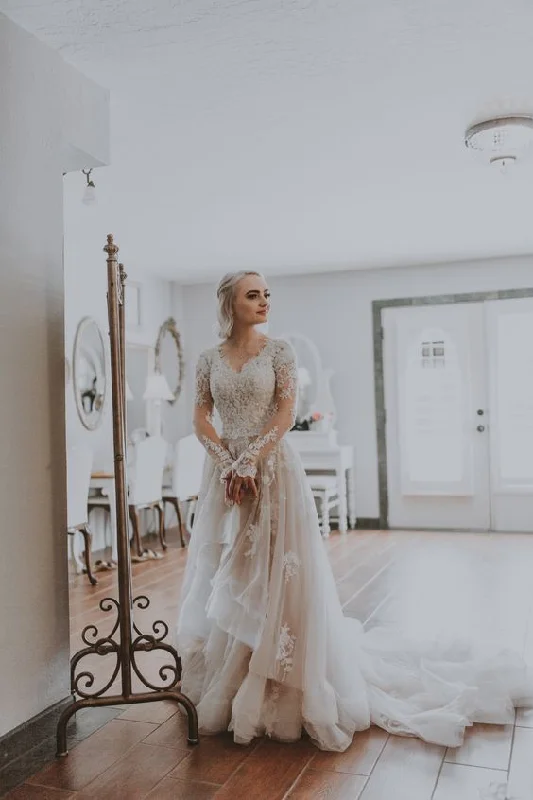 Bargain Bin fitted dressLong Sleeve Blush Pink Wedding Dress