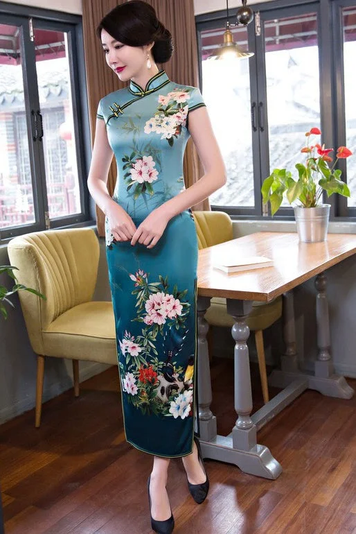 lace dressFloral Print Long Qipao Dress