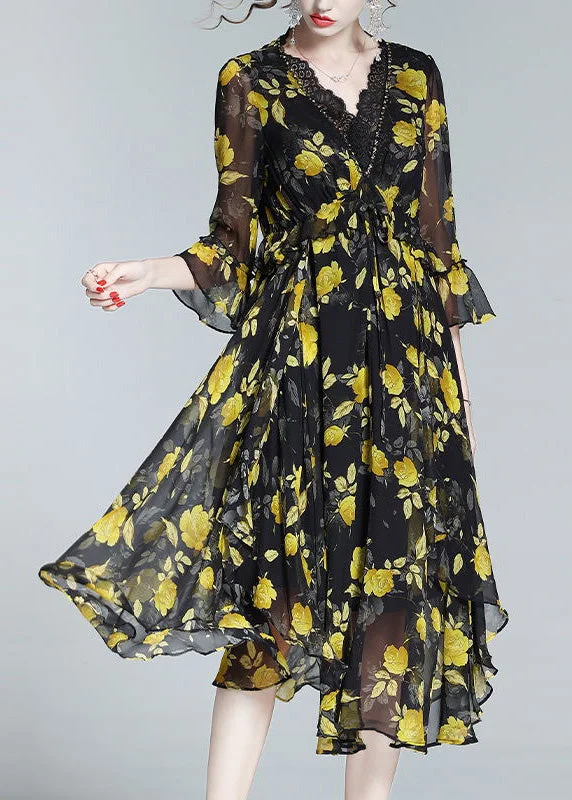 Best Bargains relaxed fit dressUnique Yellow V Neck Print Slim Silk Maxi Dresses Spring Best Bargains relaxed fit dressUnique Yellow V Neck Print Slim Silk Maxi Dresses Spring