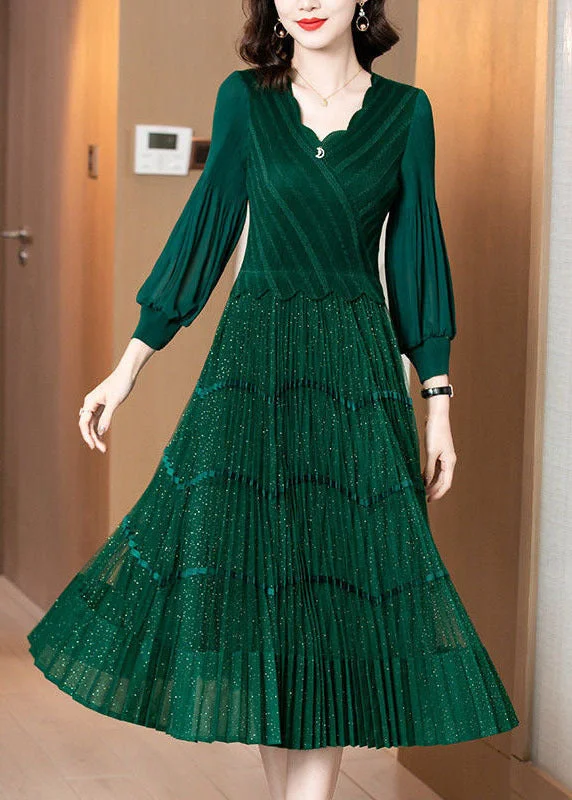 Quick Sale casual day dressStylish Green V Neck Patchwork Wrinkled Silk Long Dresses Long Sleeve Quick Sale casual day dressStylish Green V Neck Patchwork Wrinkled Silk Long Dresses Long Sleeve