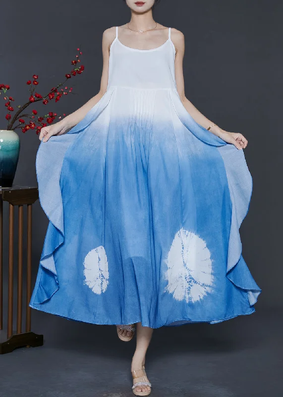 relaxed fit dressWomen Gradient Blue Ruffled Cotton Cami Dress Summer