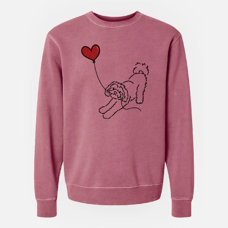 zip-up gym hoodieMaltipoo Heart String - Unisex Pigment Dyed Crew Sweatshirt