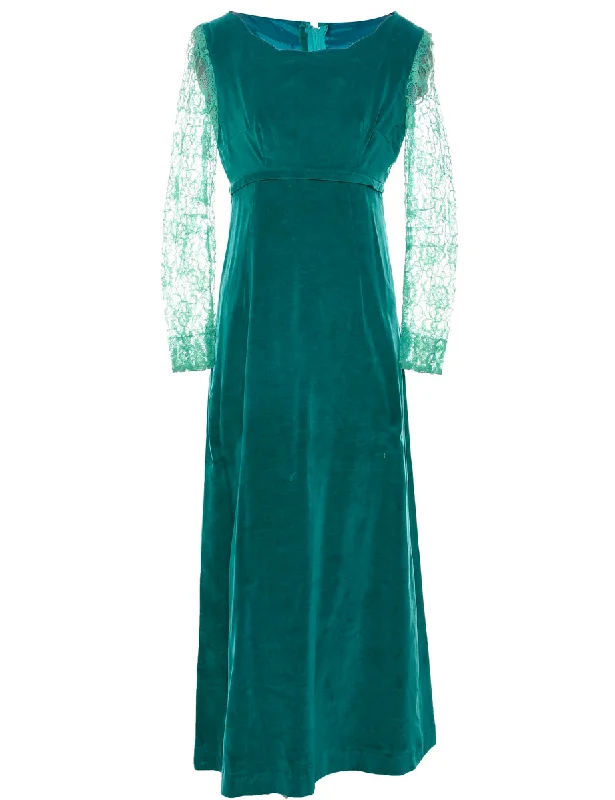 Don't Miss insulated coatVelvet Turquoise Evening Dress - S