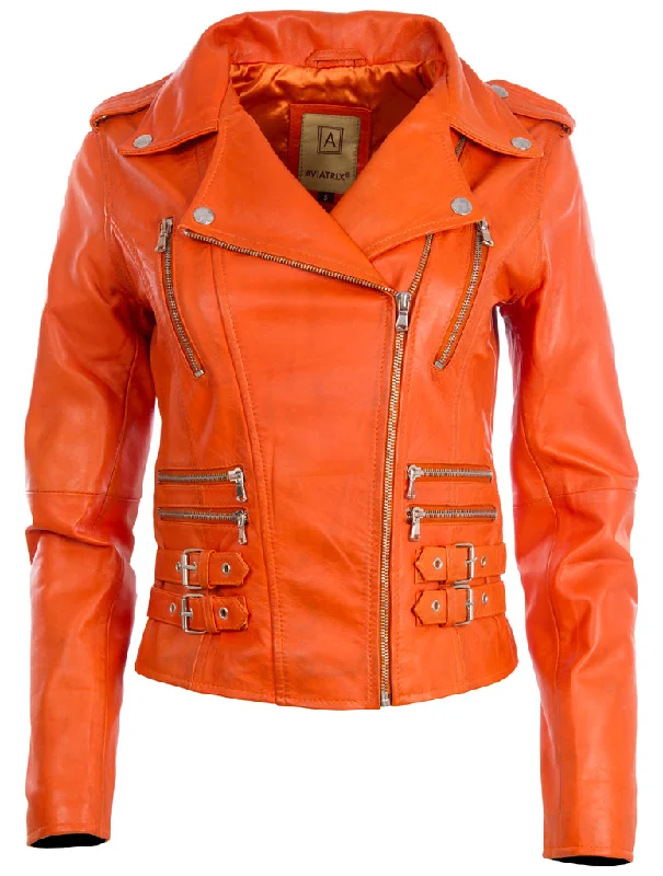 Deal Frenzy contemporary trench coatAGSM Women's Biker Jacket - Light Orange