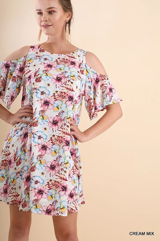 off-the-shoulder dressFloral Cold Shoulder Mini Dress