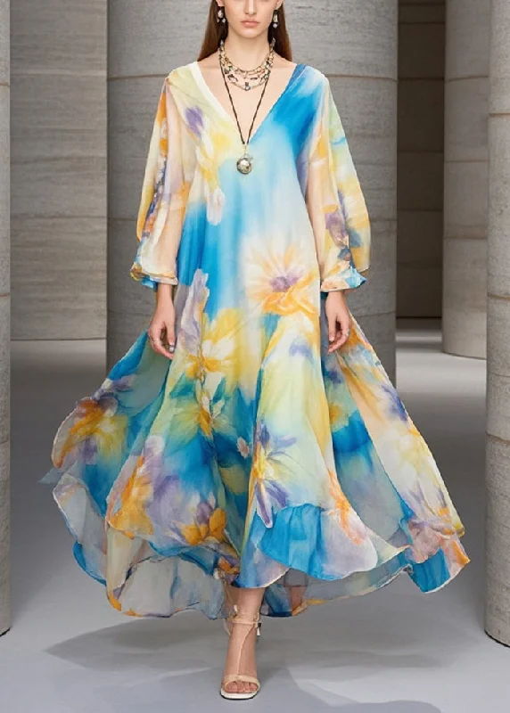 Bargain Prices sleek dressWomen Oversized Print Chiffon Beach Dress Fall