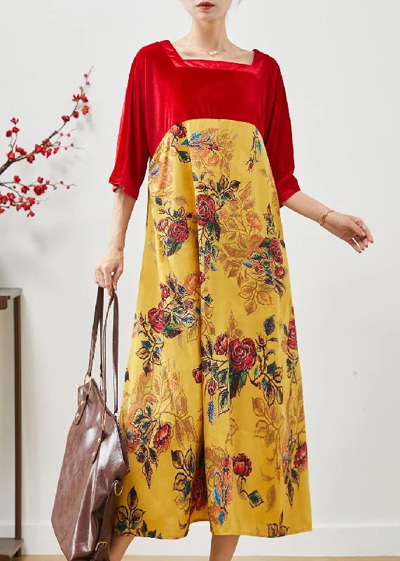 Price Reduction printed dressStylish Colorblock Square Collar Patchwork Silk Velvet Dress Summer Price Reduction printed dressStylish Colorblock Square Collar Patchwork Silk Velvet Dress Summer