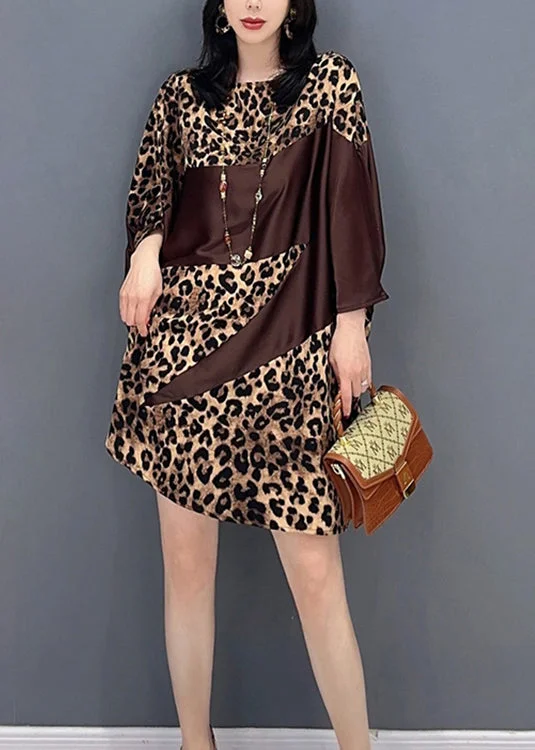 Extra Savings sleek midi dressBeautiful Chocolate O-Neck Leopard Print Maxi Dresses Spring