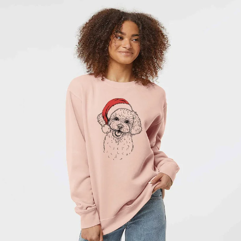 soft athletic sweatshirtSanta Caesar the Bichon Frise - Unisex Pigment Dyed Crew Sweatshirt