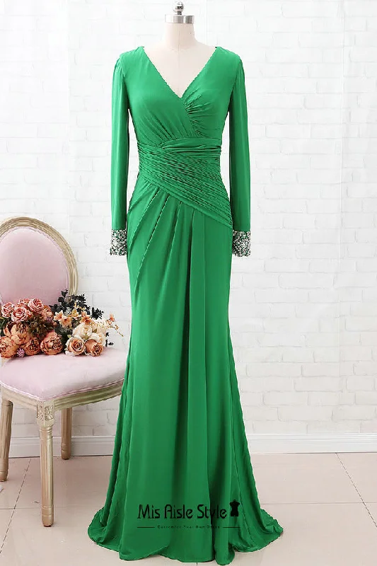 Today’s Deal statement dressFit and Flare Long Sleeve Green Evening Dress