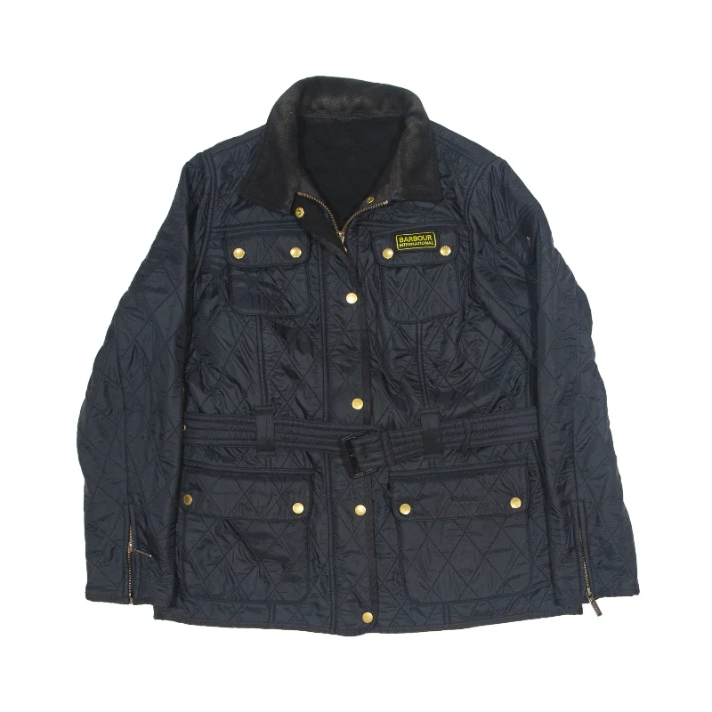 Warehouse Sale stylish raincoatBARBOUR International Quilted Jacket Black Womens UK 16