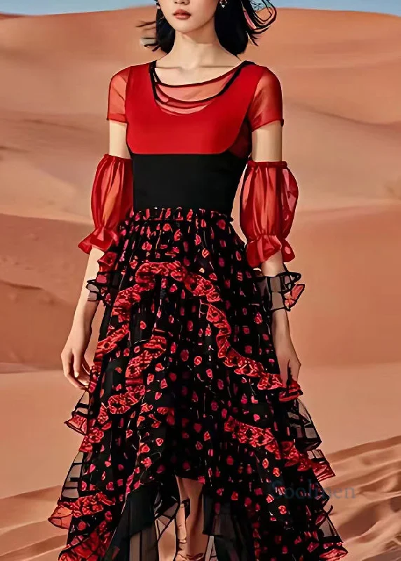 Clearance Items flowy evening dressVogue Red Ruffled Tulle Patchwork Chiffon Long Dresses Long Sleeve Clearance Items flowy evening dressVogue Red Ruffled Tulle Patchwork Chiffon Long Dresses Long Sleeve