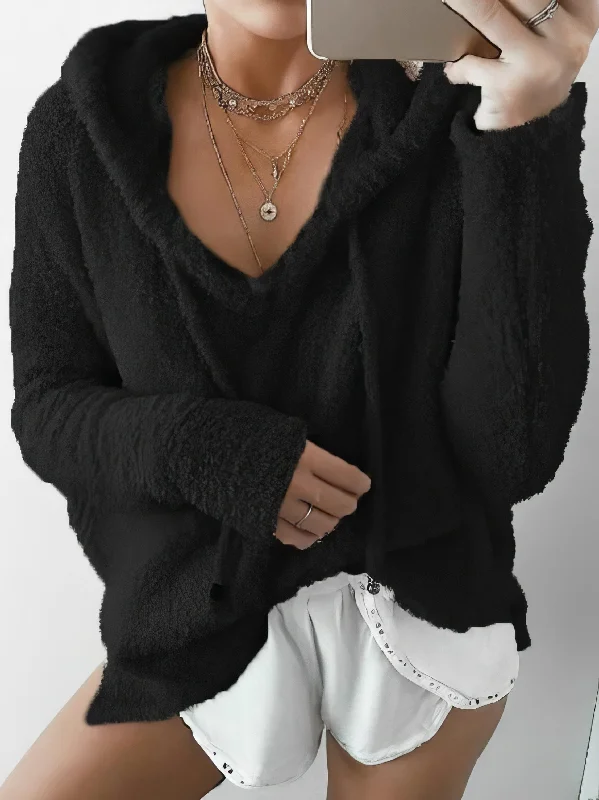 Take Advantage Warm V-Neck Hooded Sweater