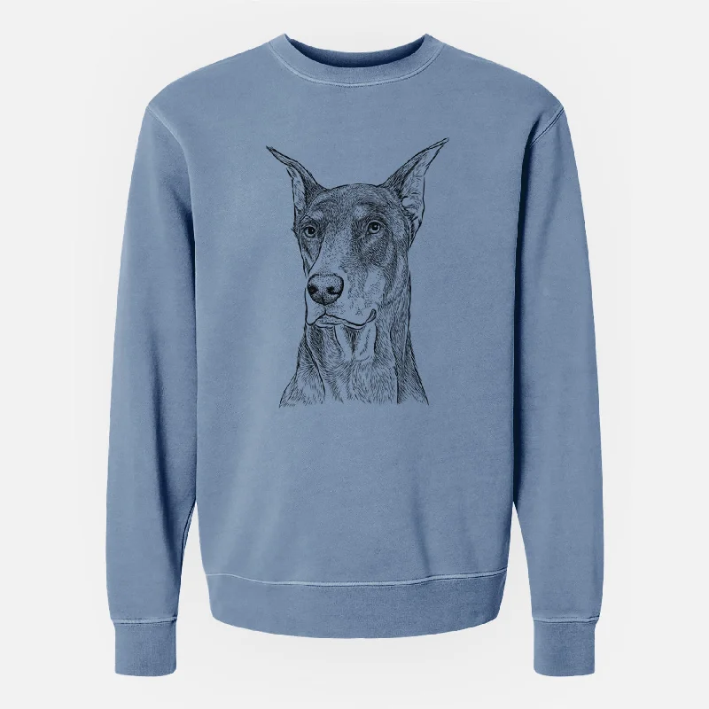 oversized sports sweatshirtBare RJ the Doberman Pinscher - Unisex Pigment Dyed Crew Sweatshirt