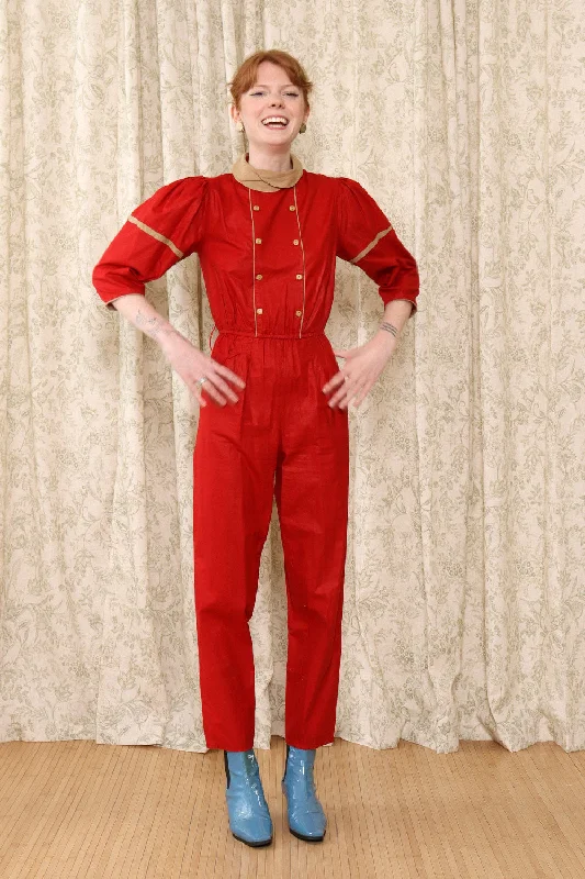 Clearance Event Ruby and Russet Puffed Sleeve Jumpsuit XS