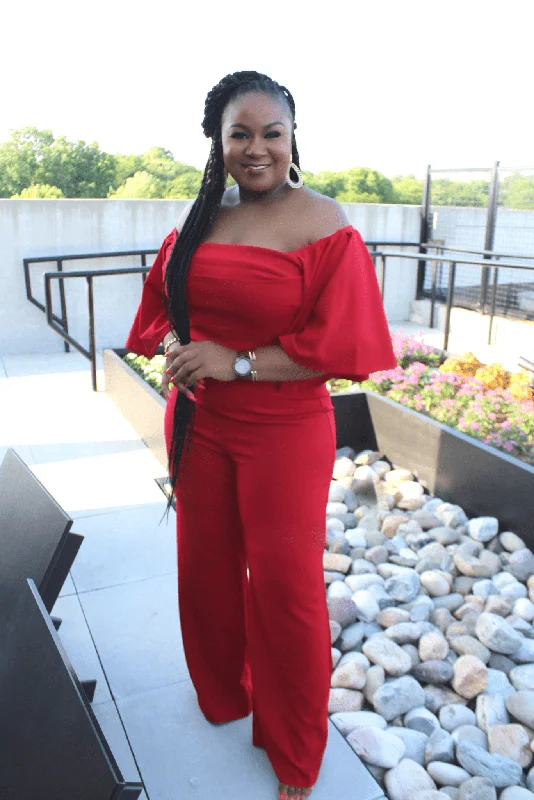 While Supplies Last Apple Red Petite Jumpsuit