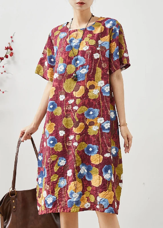 Overstock summer floral dressCasual Red Oversized Morning Glory Print Cotton Dresses Summer Overstock summer floral dressCasual Red Oversized Morning Glory Print Cotton Dresses Summer