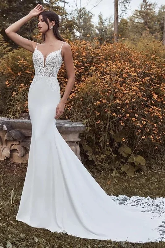 Markdown Madness sleeveless dressTrumpet-Mermaid Court Train Elastic Cloth Wedding Dress 866685814257 Markdown Madness sleeveless dressTrumpet-Mermaid Court Train Elastic Cloth Wedding Dress 866685814257