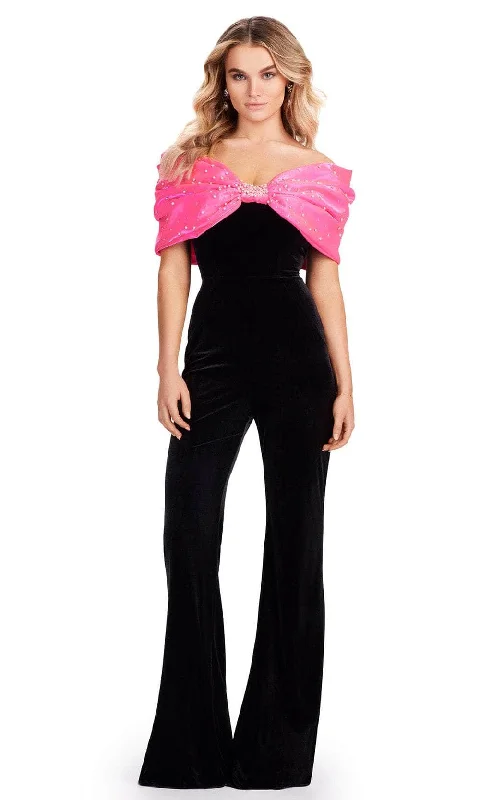 Amazing Deals Ashley Lauren 11535 - Oversized Bow Off Shoulder Jumpsuit