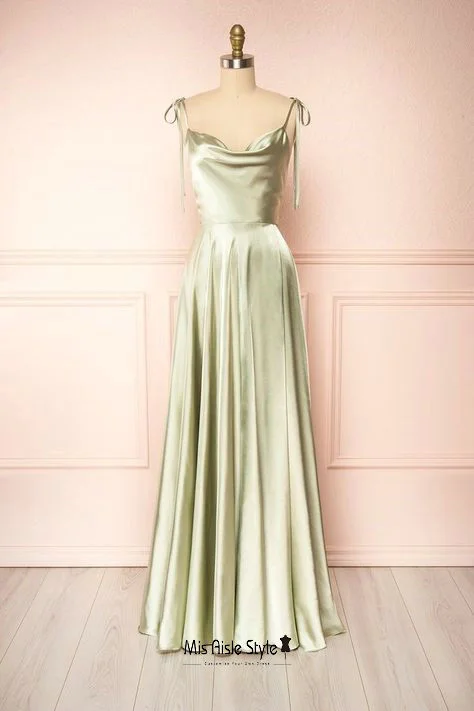 Deep Discounts formal dressSexy Slit Sage Wedding Party Dress