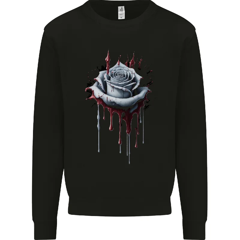 casual workout hoodieA Gothic Rose Dripping With Blood Mens Sweatshirt Jumper