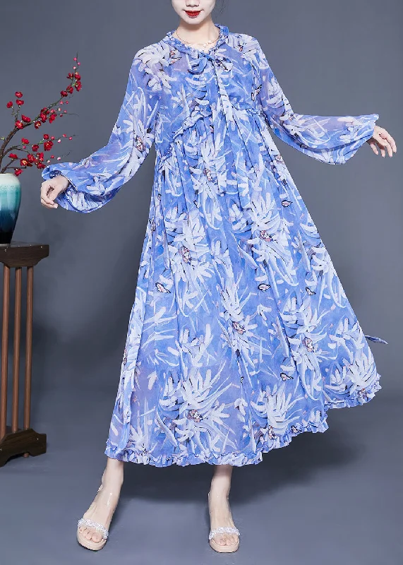 Deal Dash draped dressBoho Blue Ruffled Print Exra Large Hem Silk Beach Dresses Lantern Sleeve Deal Dash draped dressBoho Blue Ruffled Print Exra Large Hem Silk Beach Dresses Lantern Sleeve