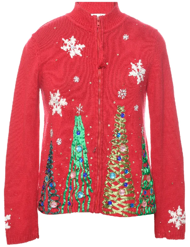 relaxed winter jacketChristmas Tree Design Cardigan - S