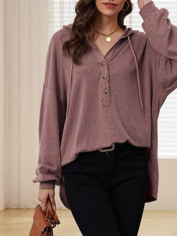Special Price Loose Half-Cardigan Long-Sleeved Sweatshirt With Sports Hood - Women'S Pullover Sweatshirt Special Price Loose Half-Cardigan Long-Sleeved Sweatshirt With Sports Hood - Women'S Pullover Sweatshirt