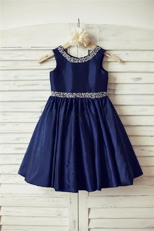 Unbeatable Prices formal dressRound Neckline Navy Blue Flower Girl Dress