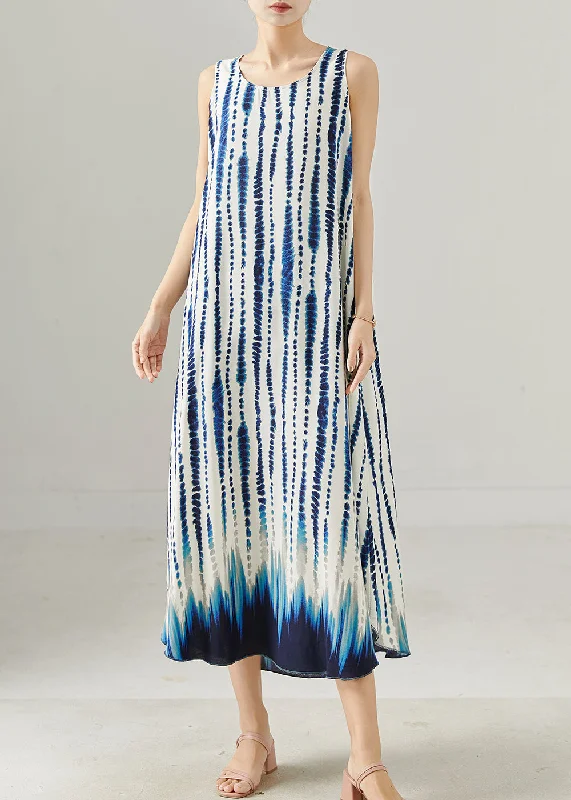 Flash Sale modern dressStyle Blue Oversized Striped Cotton Dress Summer