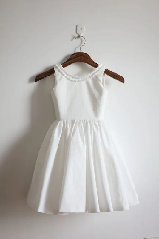 Incredible Offers sleek midi dressWhite Low Back Flower Girl Dress