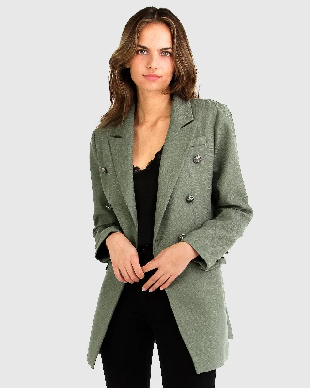 Deal Mania zip-up jacketPrincess Polina Textured Weave Blazer - Military