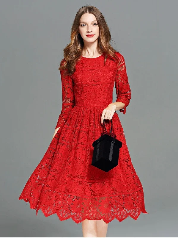 printed dressAll-Over Lace Midi Dress