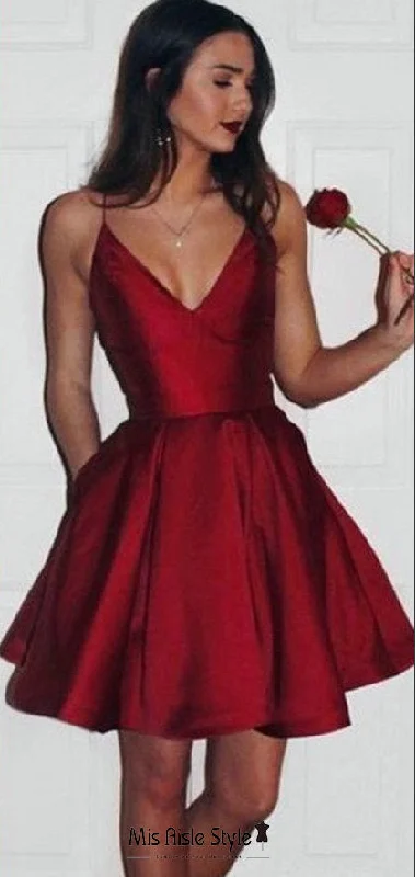 Lowest Prices casual knit dressShort Deep Red Homecoming Dress