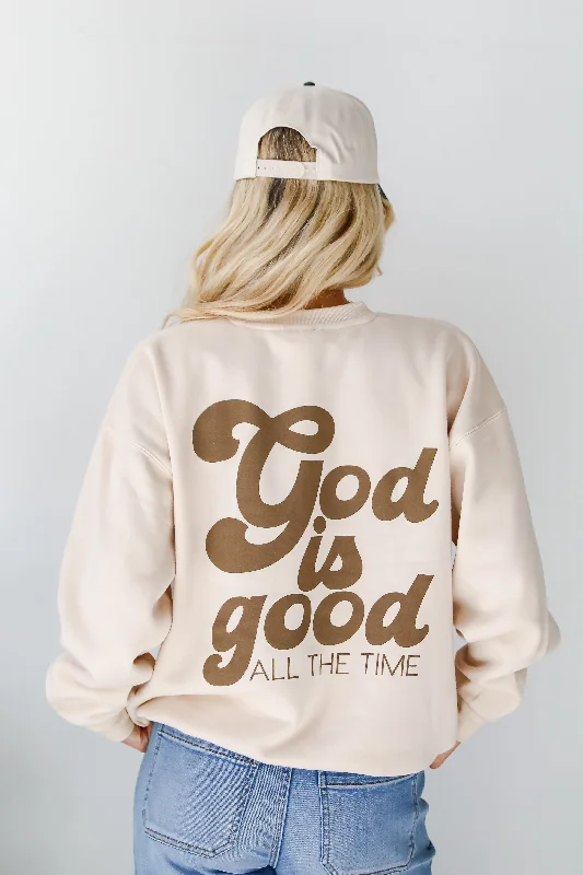 Special Promotion long-sleeve athletic hoodieCream God is Good All The Time Sweatshirt