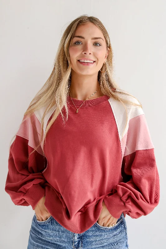 Clearance Event streetwear gym sweatshirtSeasonal Classic Color Block Pullover