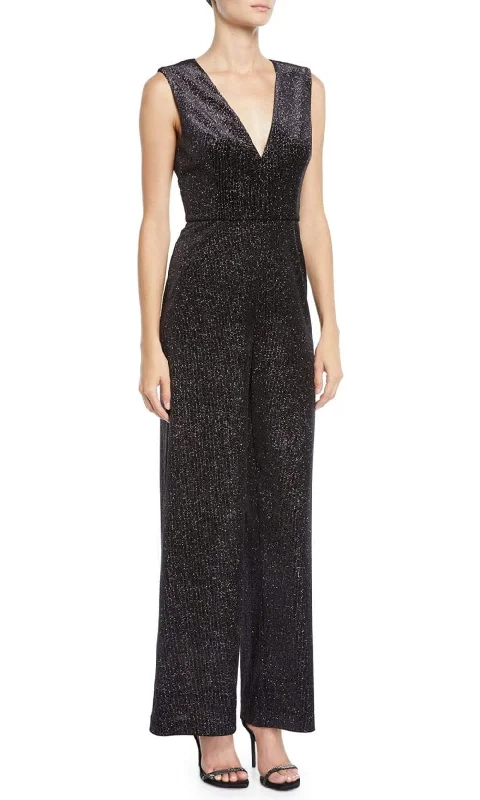 Exclusive Online Offer Aidan Mattox - MN1E203728 Sleeveless Metallic Knit V-Neck Jumpsuit