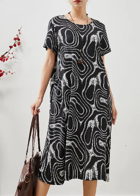 Super Bargain spaghetti strap dressHandmade Black Oversized Print Chiffon Vacation Dresses Summer Super Bargain spaghetti strap dressHandmade Black Oversized Print Chiffon Vacation Dresses Summer